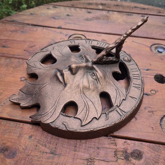 Greenman Sundial Carson Statesmetal Vintage Bronzetone Cast Aluminum - Picture 4 of 6